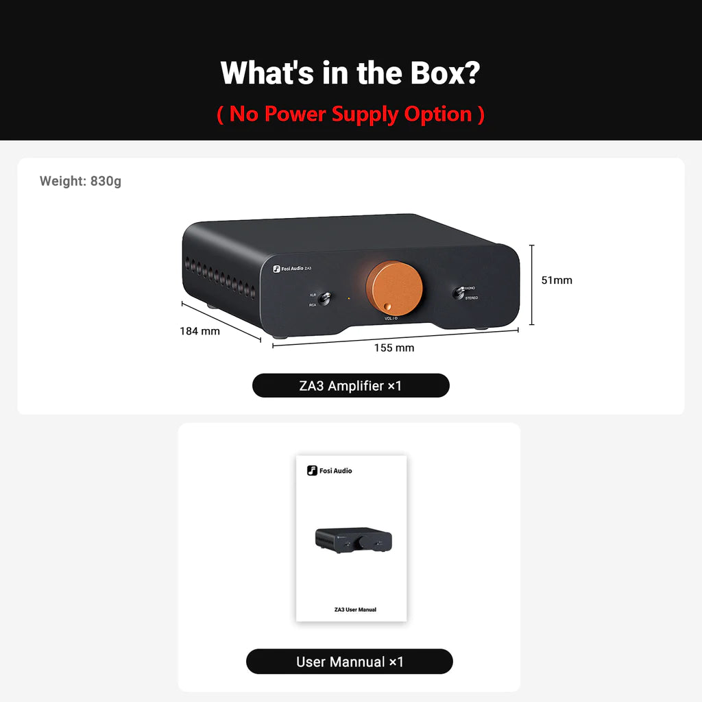 Fosi Audio ZA3 Balanced Stereo / Mono Amplifier